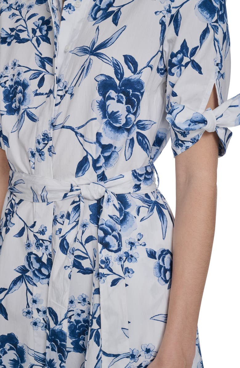 Calvin Klein Short Sleeve Cotton Shirtdress, Alternate, color, Cream Multi