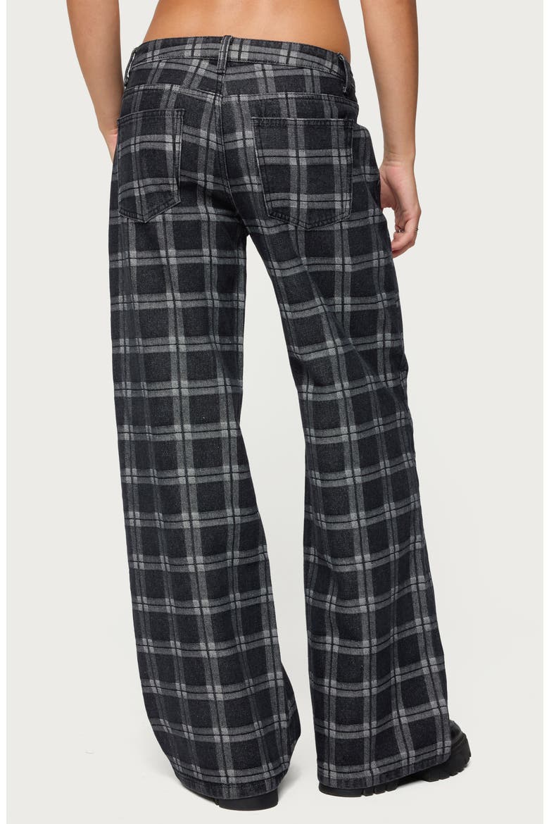 Kailani Plaid Low Rise Baggy Wide Leg Jeans, Alternate, color, BLACK