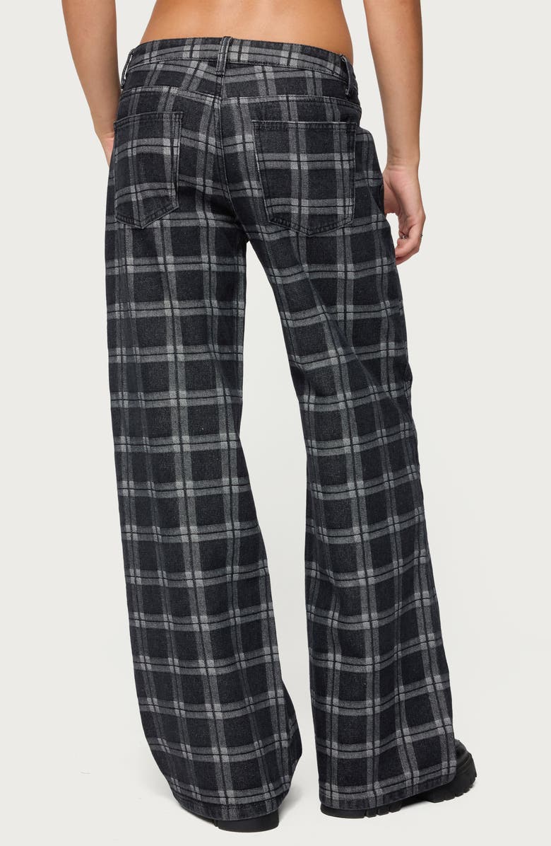 EDIKTED Kailani Plaid Low Rise Baggy Wide Leg Jeans, Alternate, color, Black