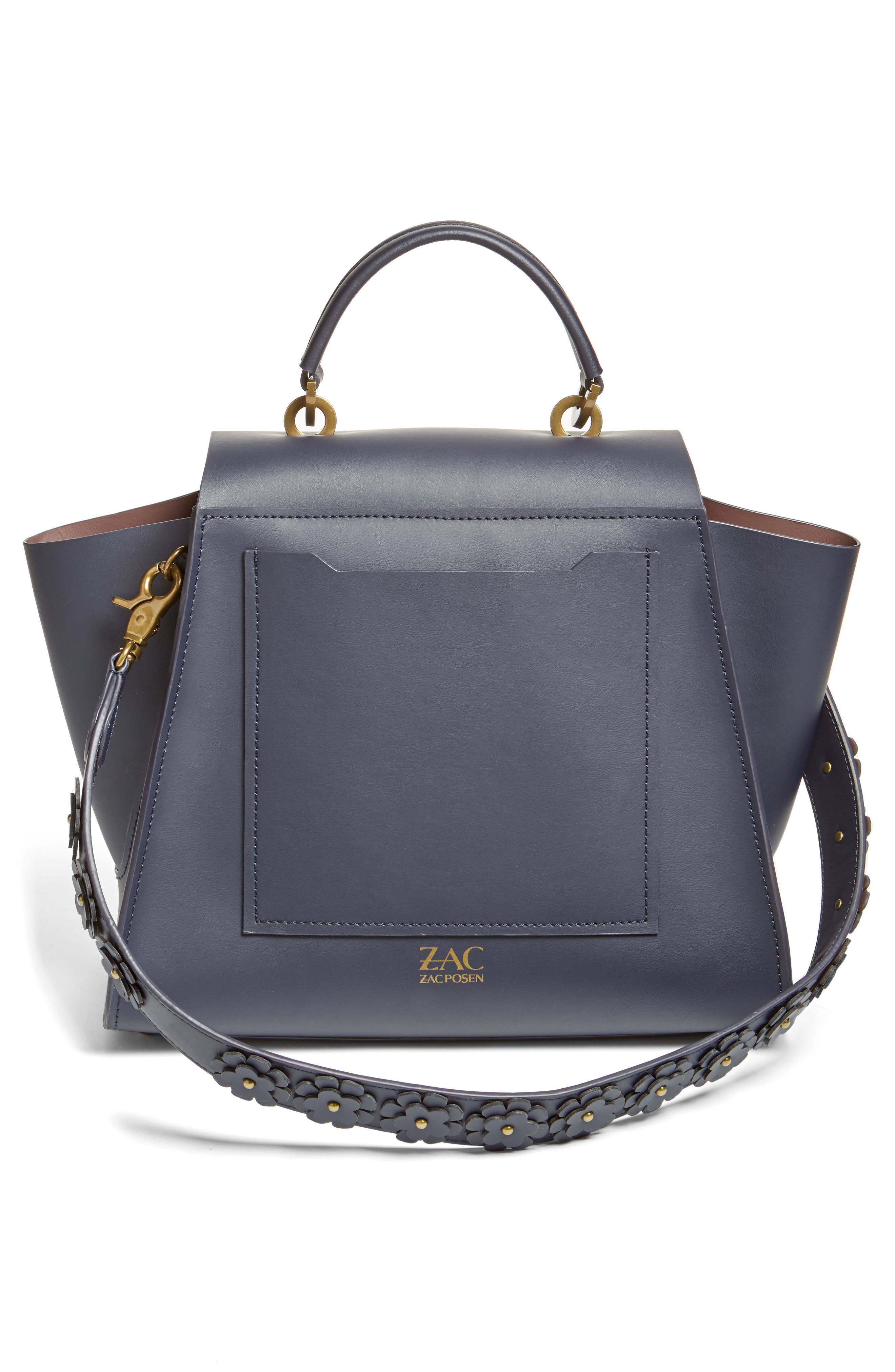 Eartha Iconic Leather Top Handle Satchel, Alternate, color, BLUE