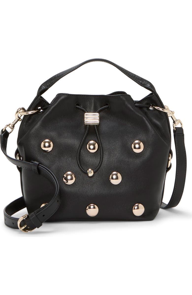 Vince Camuto Pippa Stud Leather Bucket Bag, Main, color, Oxford