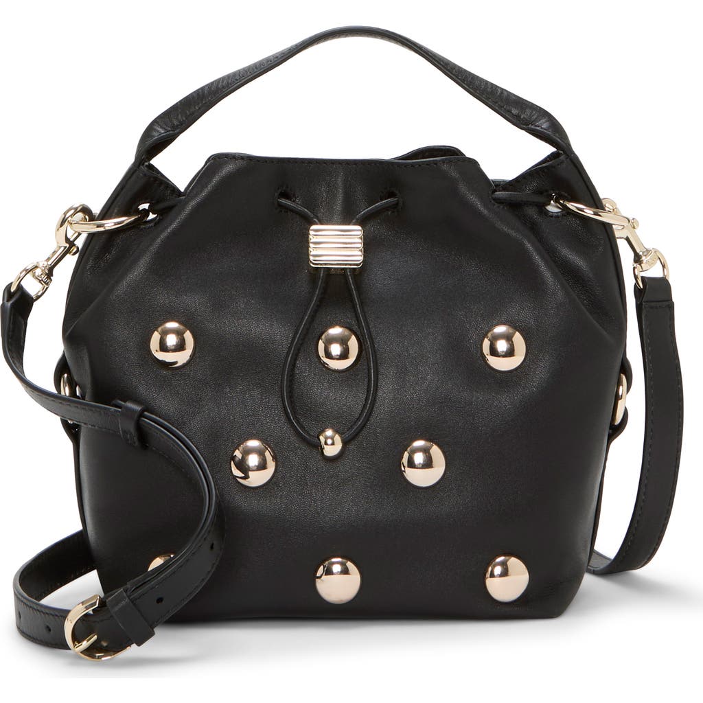 Vince Camuto Pippa Stud Leather Bucket Bag In Blue