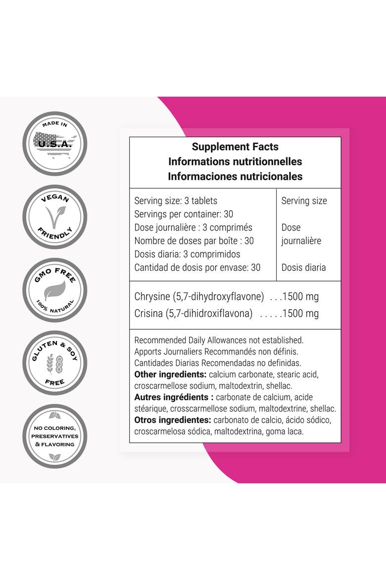Chrysin Supplement 1500mg, Alternate, color, None