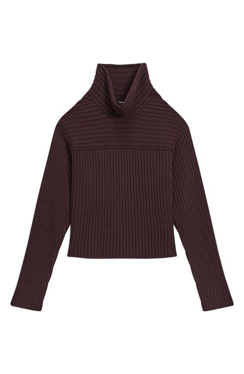 Theory Directional Rib Cowl Neck Merino Wool Sweater In Purple