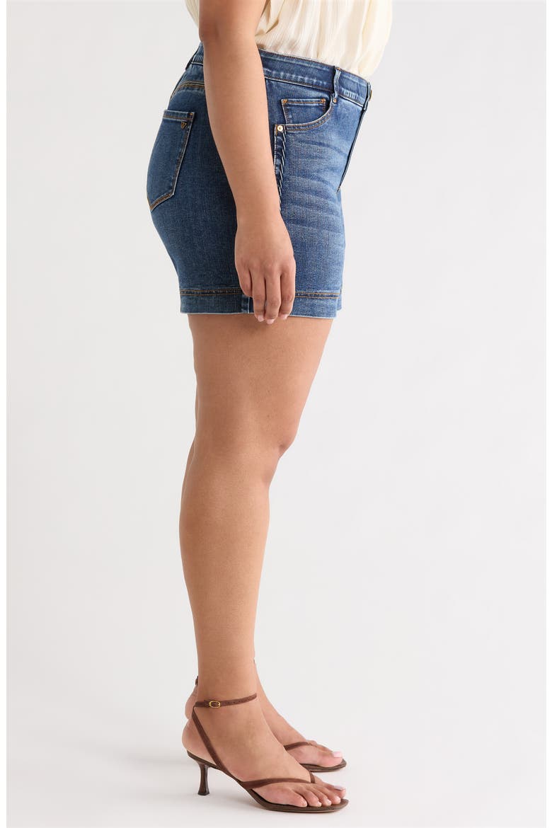 Gracie High Waist Cotton Blend Denim Shorts, Alternate, color, MID BLUE