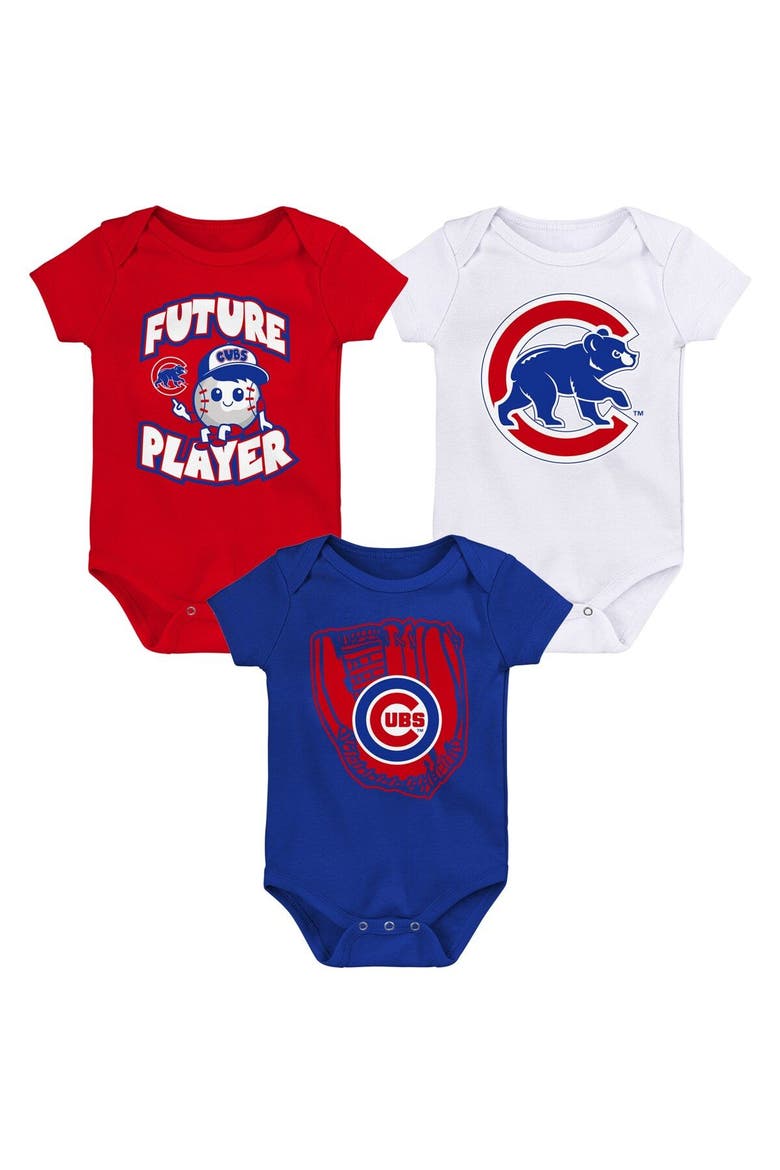 Newborn & Infant Royal/Red/White Chicago Cubs Minor League Player Three-Pack Bodysuit Set, Main, color, Royal