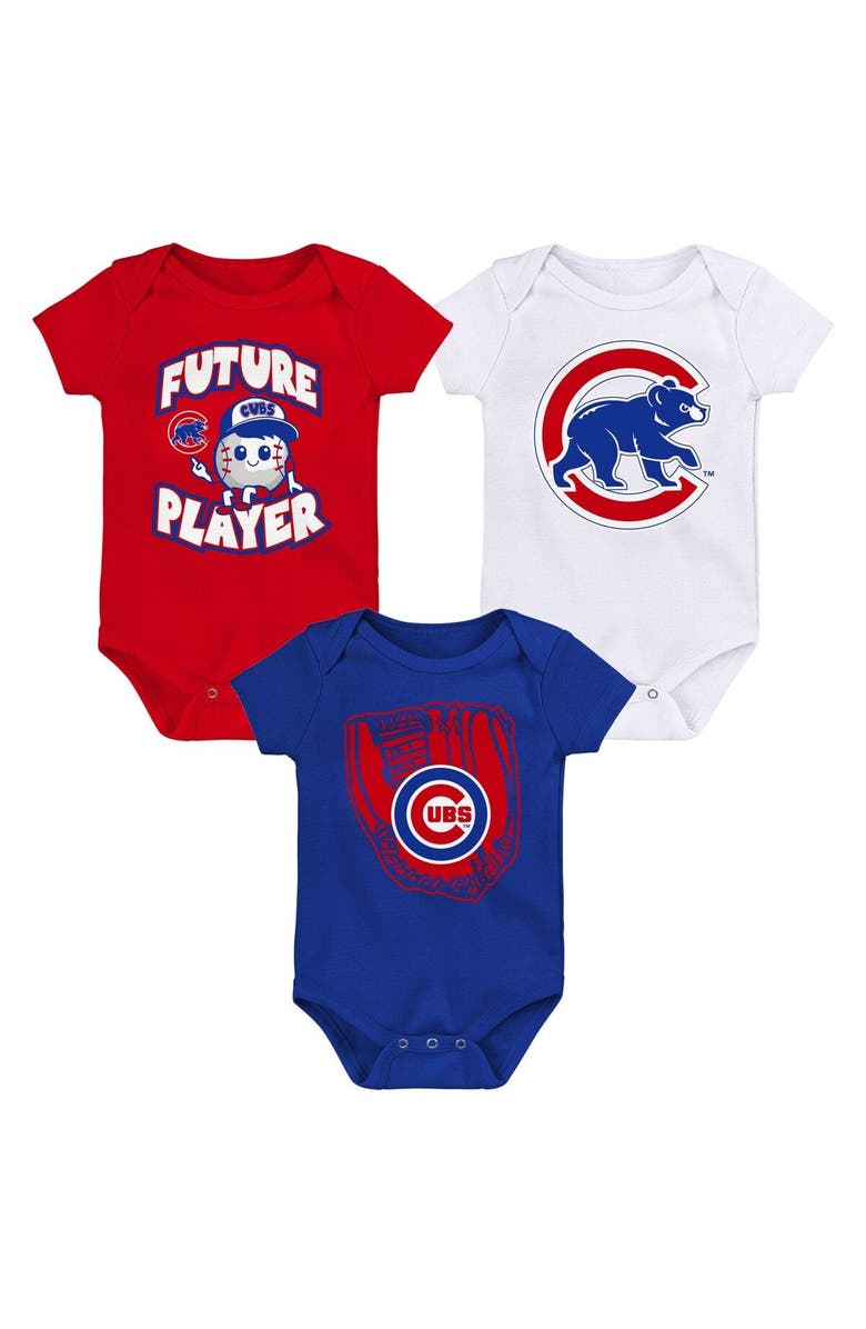 Outerstuff Newborn & Infant Royal/Red/White Chicago Cubs Minor League Player Three-Pack Bodysuit Set, Main, color, Royal