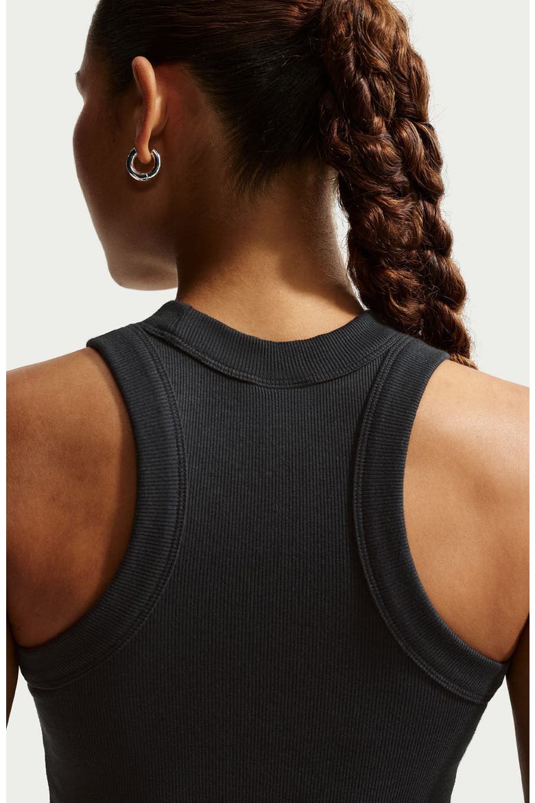 Sportswear Chill Knit Rib Tank Dress, Alternate, color, BLACK/ SAIL
