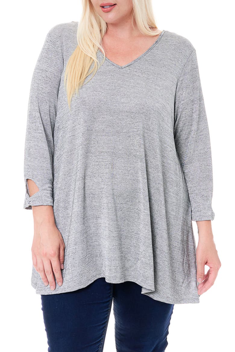 Tie Back Detail Hacci Tunic Top, Main, color, GREY