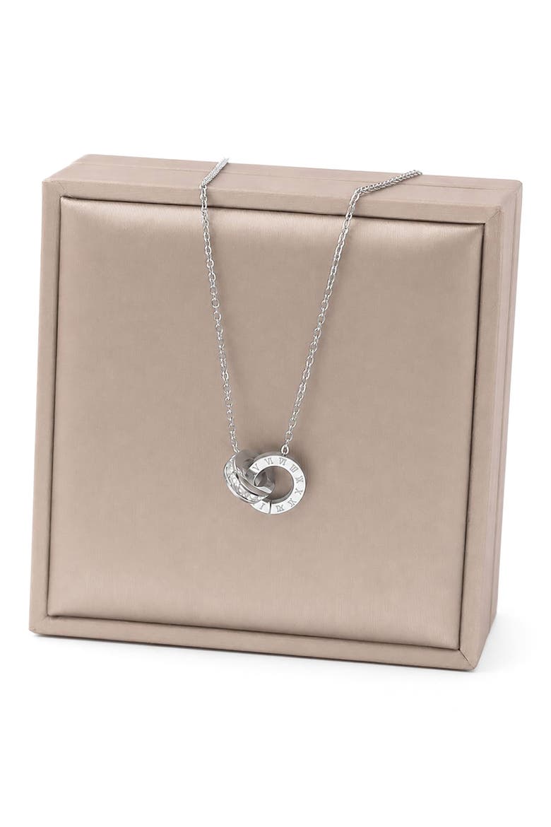 Roman Numeral Cubic Zirconia Pendant Necklace, Alternate, color, SILVER