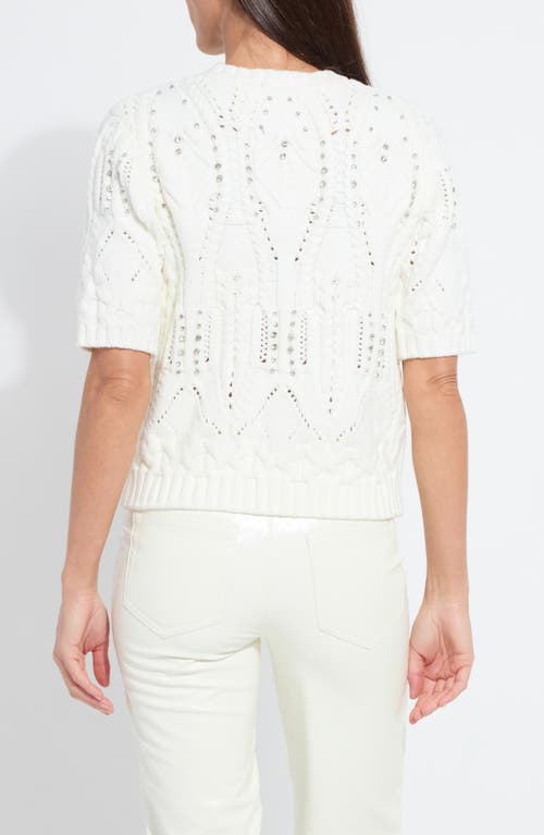 Lyssé Lysse Hadley Crystal Embellished Short Sleeve Sweater In White