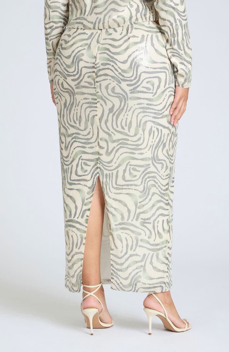 ELOQUII Printed Sequin Midi Skirt, Alternate, color, 