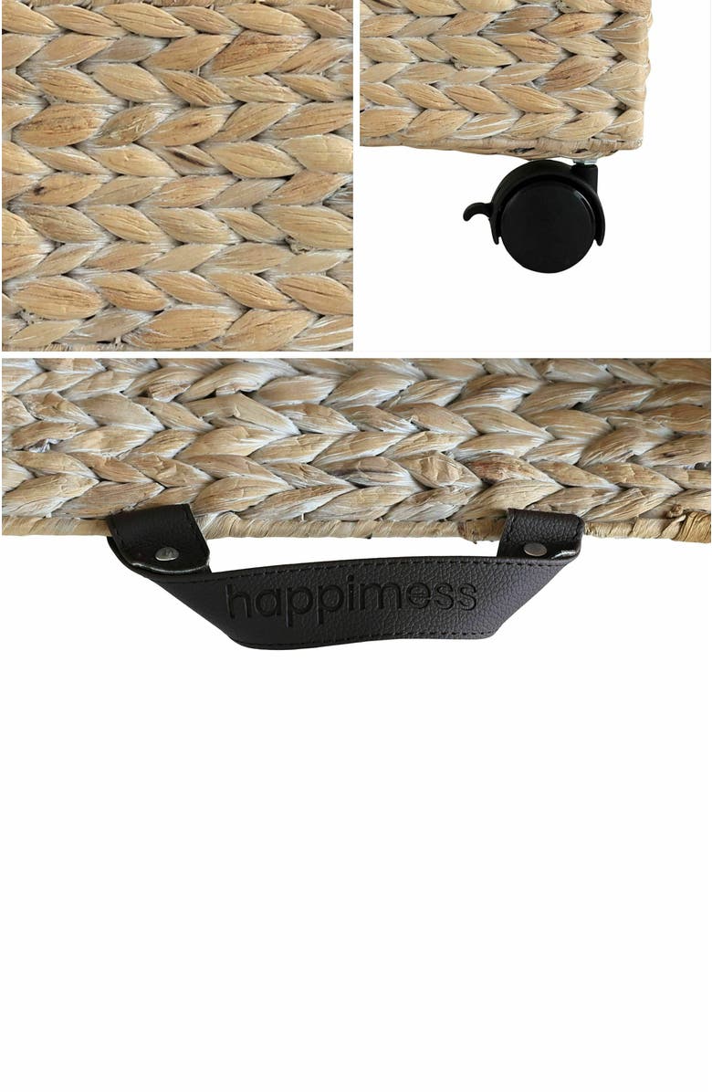 HAPPIMESS Adaline 18.11" Classic Farmhouse Handwoven Hyacinth Rectangular Underbed Storage Bin with Wheels and Handles, Alternate, color, White Wash