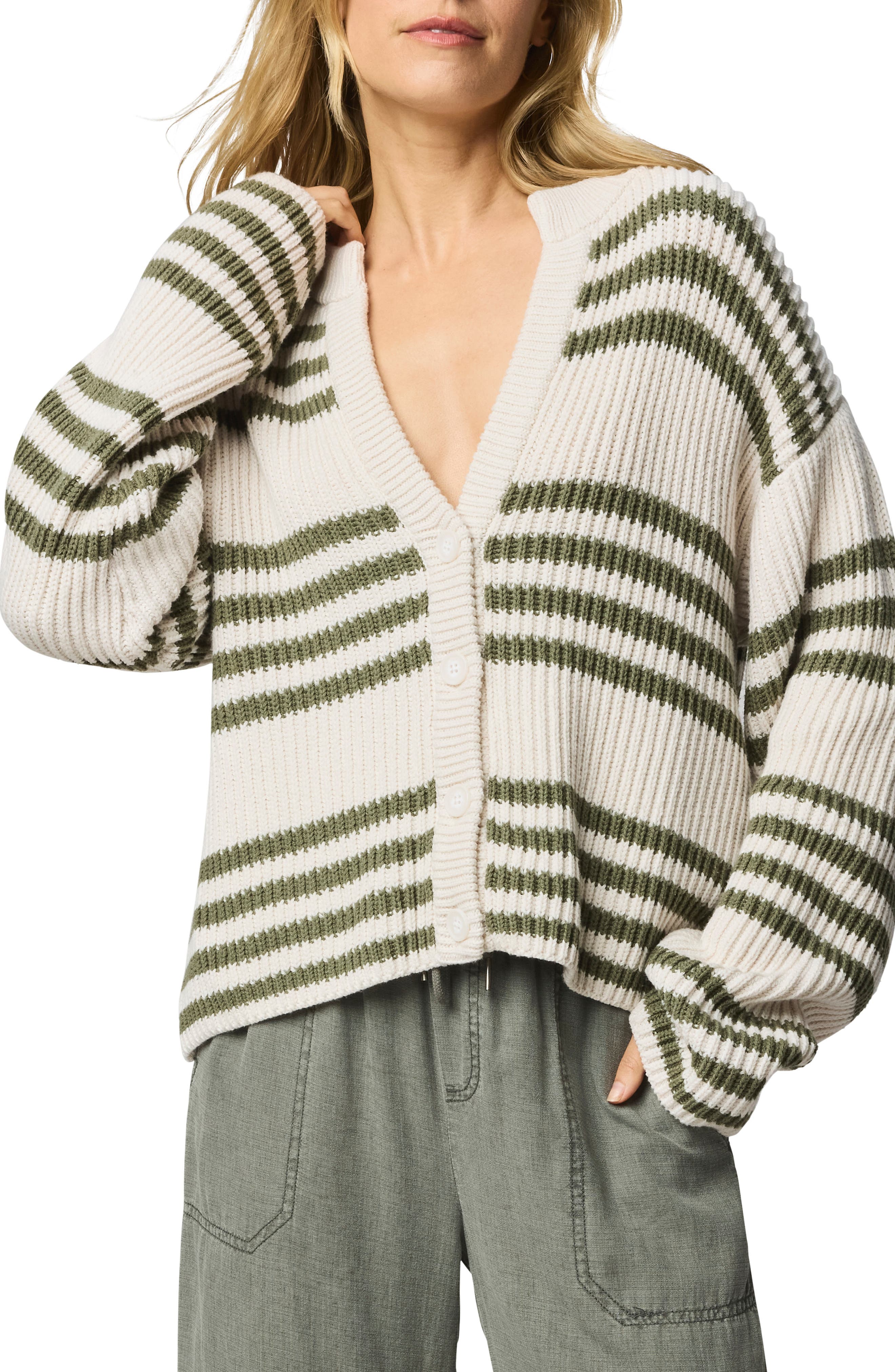 Alexandra Stripe Cotton Blend Cardigan - image 3