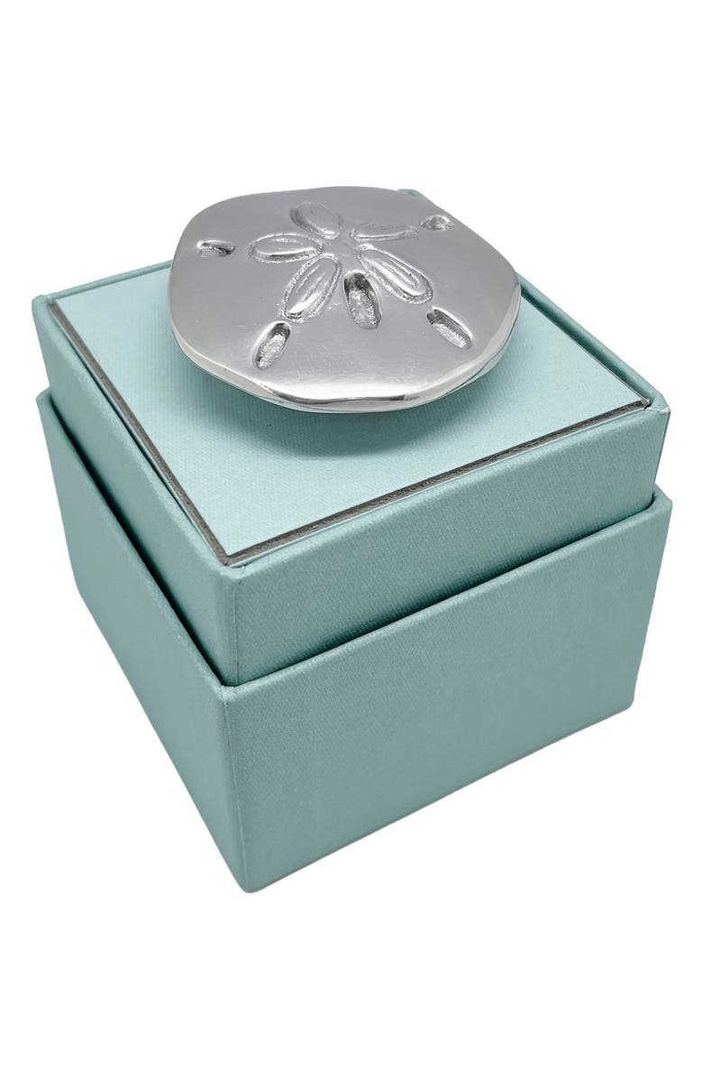 Mariposa Sand Dollar Flat Bottle Stopper, Alternate, color, Silver