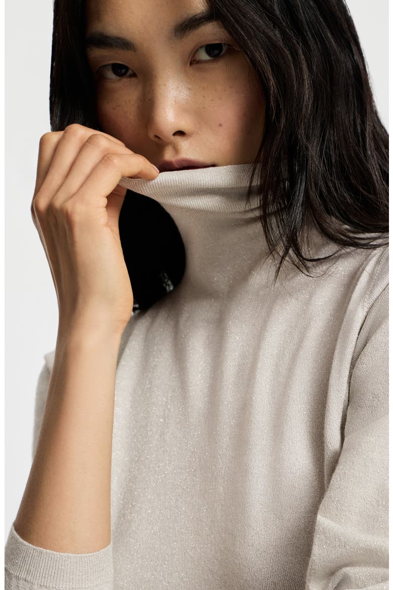 Cashmere and silk Sparkling sweater, Alternate, color, Pearl Grey