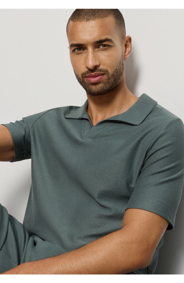 Hanro Travelwear Organic Cotton Collared Top, Alternate, color, Studio Green