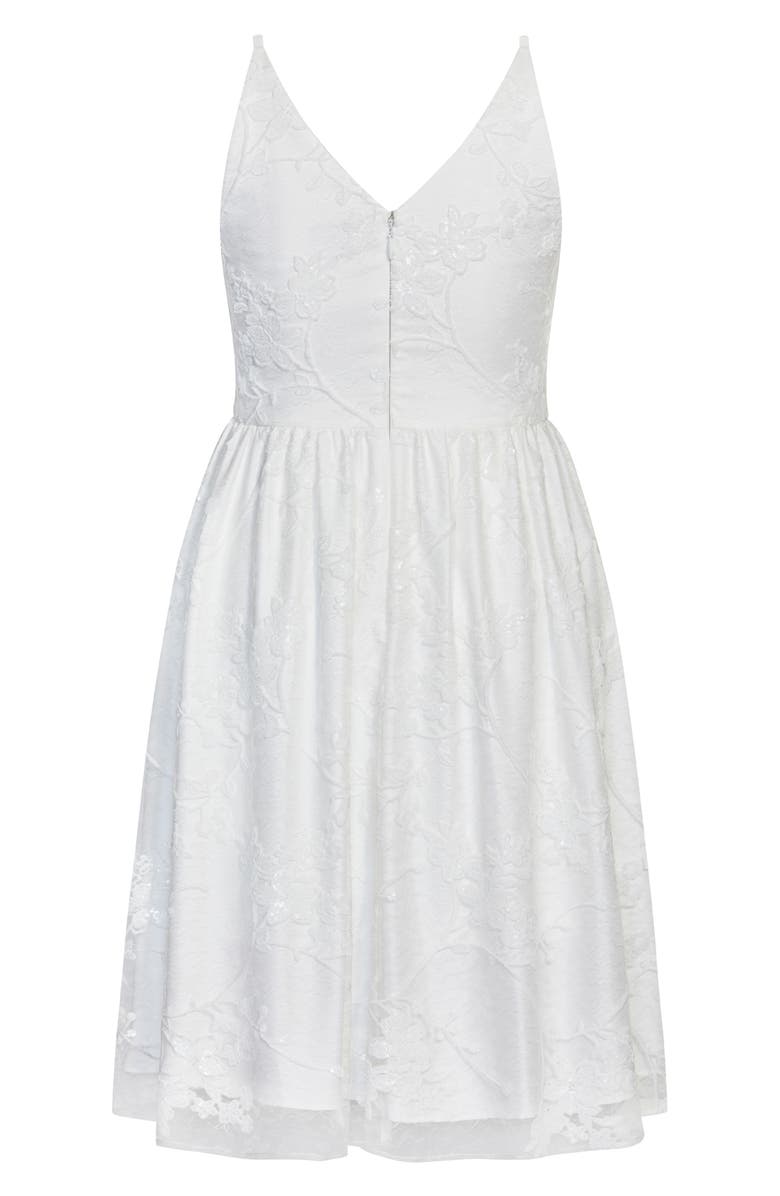 City Chic Sequin Flower Fit & Flare Dress, Alternate, color, 