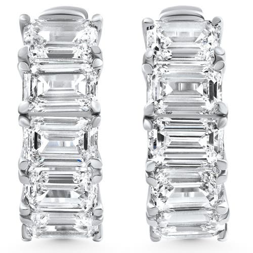 Bliss Diamond 6.30ct Emerald Cut Diamond Hoops 14k Gold Lab Grown Earrings 3/4" In White Gold