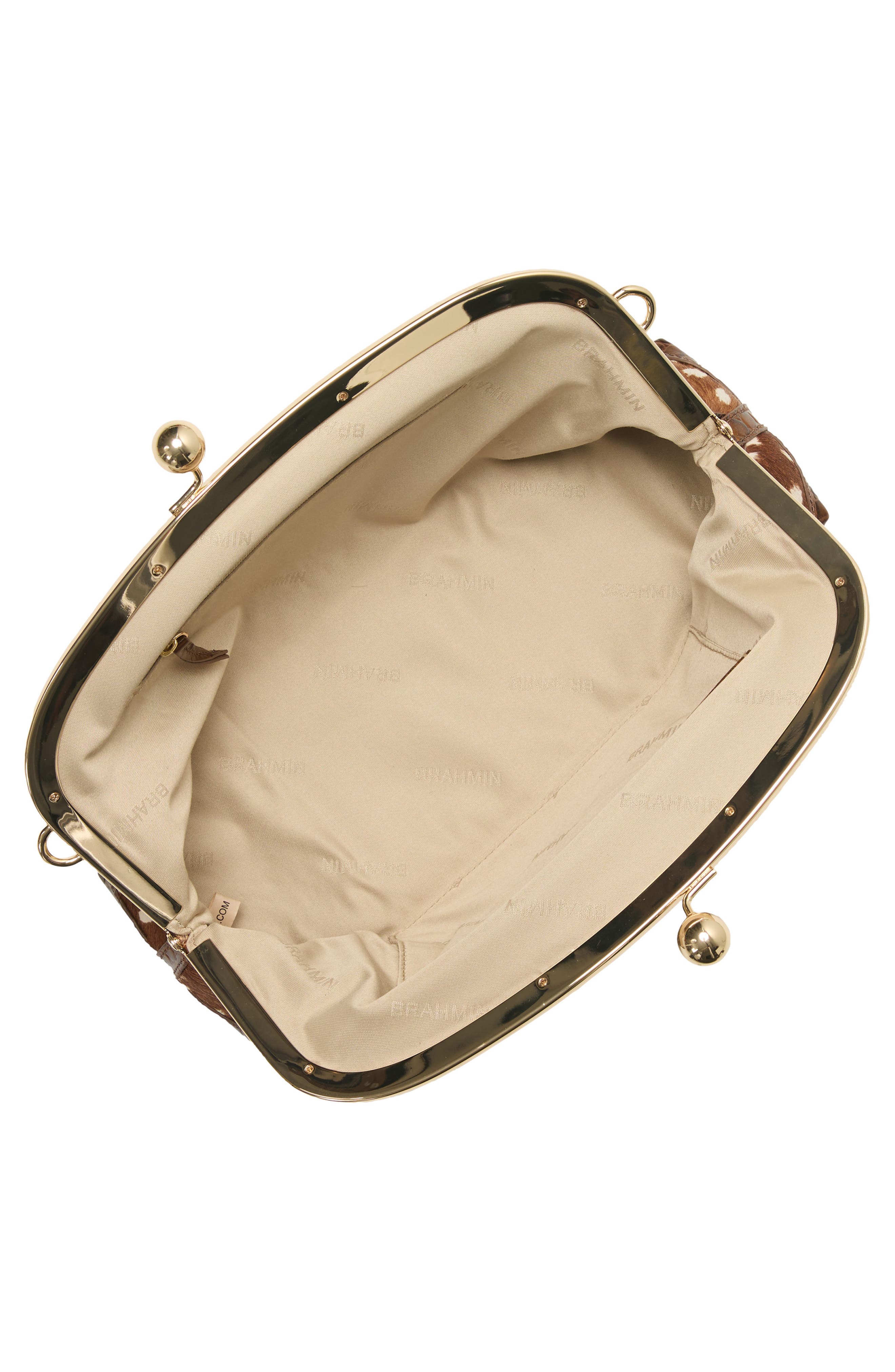 Cinnamon Wilds Christine Embossed Genuine Calf Hair Clutch, Alternate, color, CINNAMON