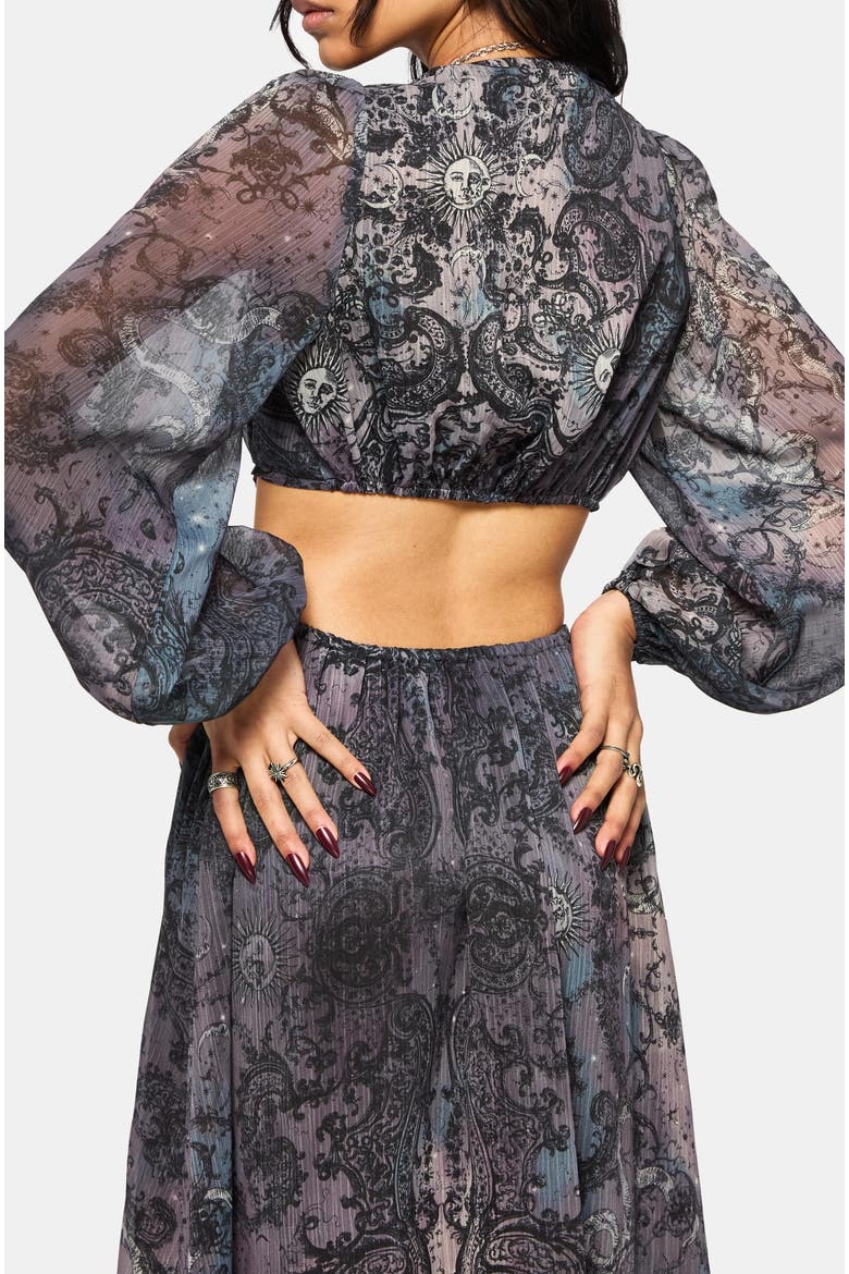 Gaia Celestial Print Chiffon Maxi Dress, Alternate, color, Purple
