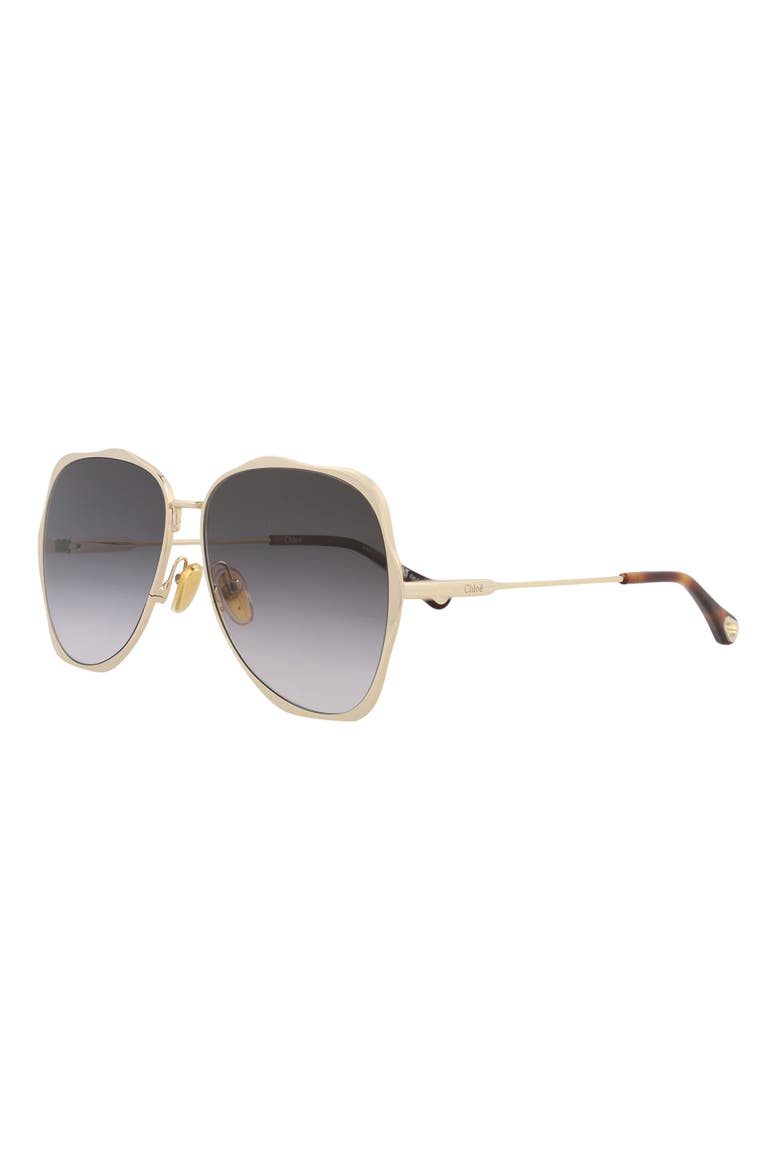 60mm Wavy Sunglasses, Alternate, color, GOLD GOLD GREY