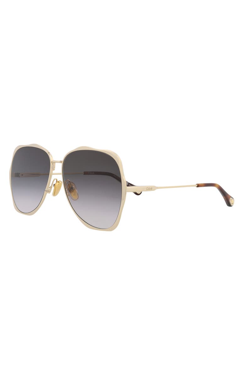 Chloé 60mm Wavy Sunglasses, Alternate, color, Gold Gold Grey