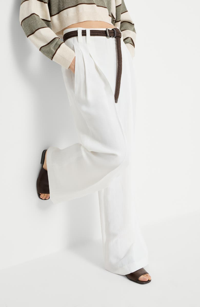 Brunello Cucinelli Pantalone Wide, Alternate, color, Panama