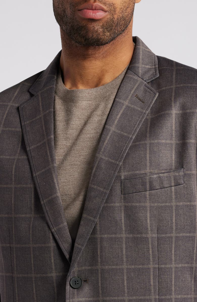 Johnston & Murphy XC Flex<sup>®</sup> Brown Windowpane Check Knit Sport Coat, Alternate, color, Brown