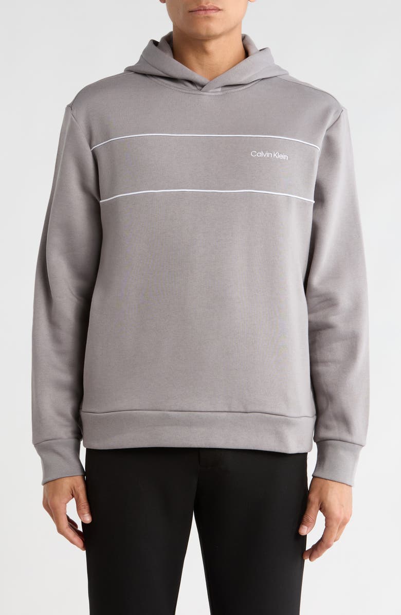 Calvin Klein Liquid Fleece Piped Hoodie, Main, color, Cloudburst