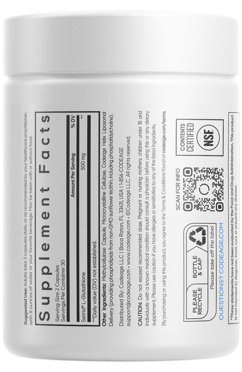 Codeage Liposomal Glutathione Setria<sup>®</sup> L-Glutathione Supplement, Alternate, color, 