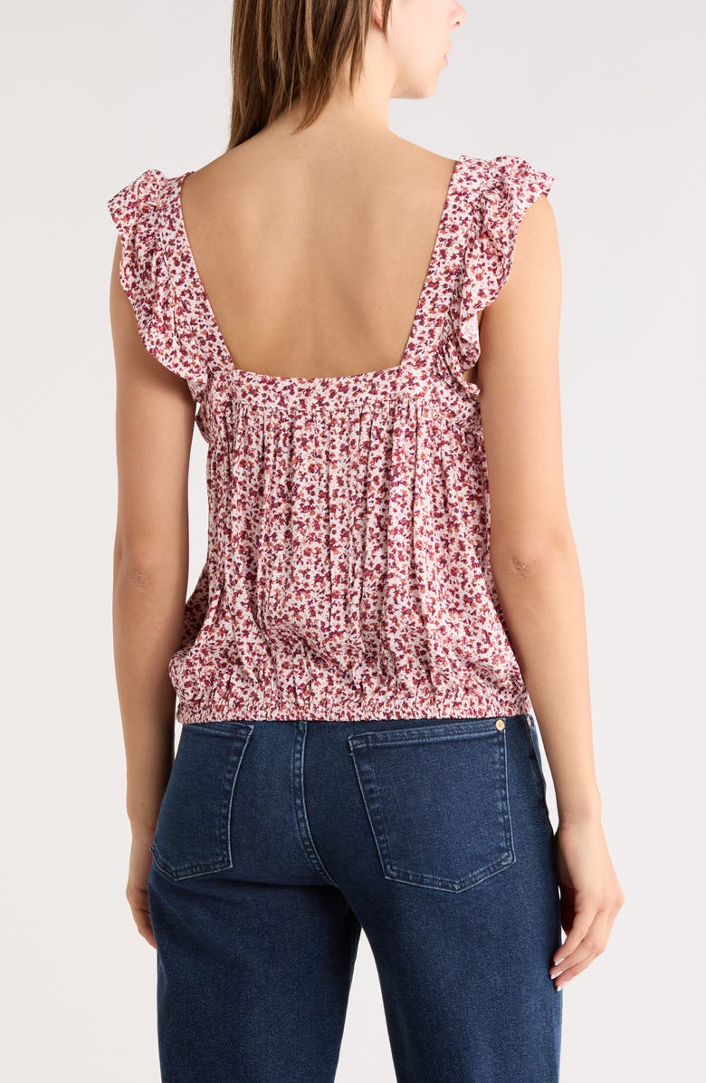 Melrose and Market Floral Ruffle Strap Tank, Alternate, color, White- Purple P Dense Delia