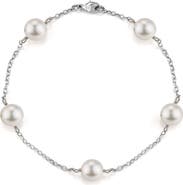 The Pearl Source 14K Gold Japanese Akoya White Pearl Tincup Bracelet
