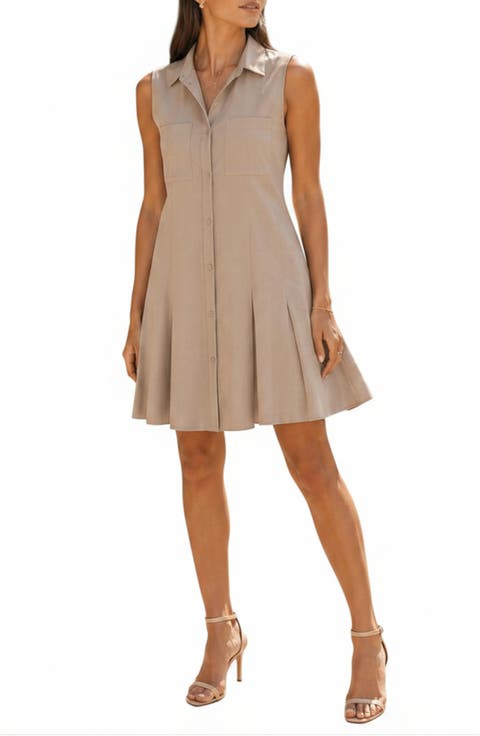 Two Pocket Sleeveless Shirtdress