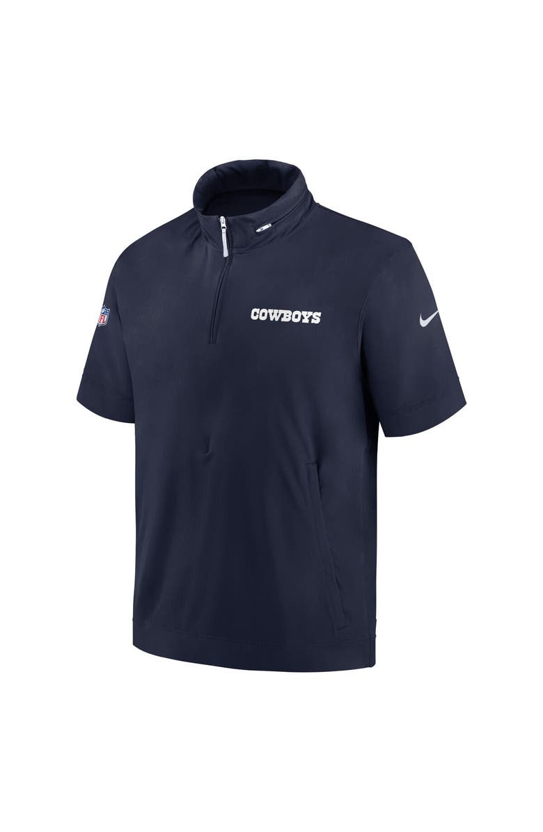Nike Men's Nike Navy Dallas Cowboys 2024 Sideline Coach Short Sleeve Half-Zip Hoodie Jacket, Alternate, color, Navy