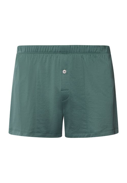 Hanro Cotton Sporty Button Fly Cotton Boxer In Herbal Tea