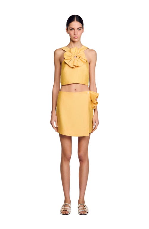 Sandro X Louise Bourgeois Ruffled Crop Top In Yellow