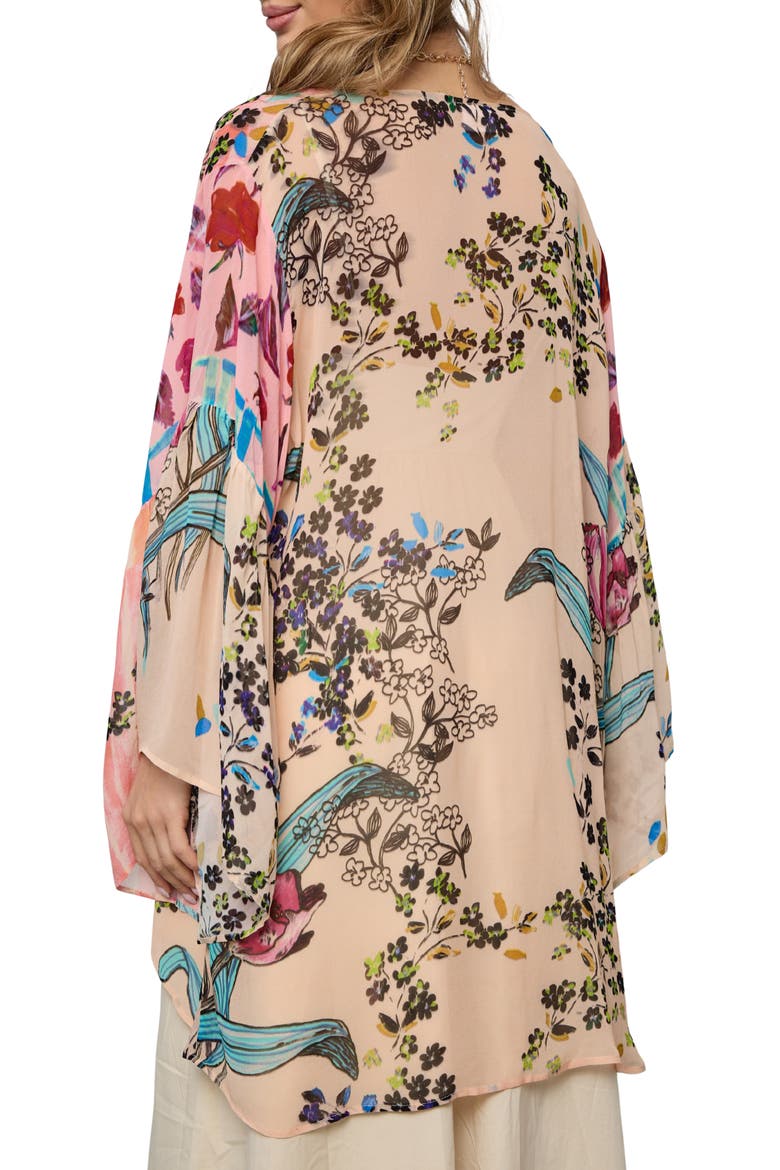 Floral Ruffle Sleeve Short Duster, Alternate, color, PINK