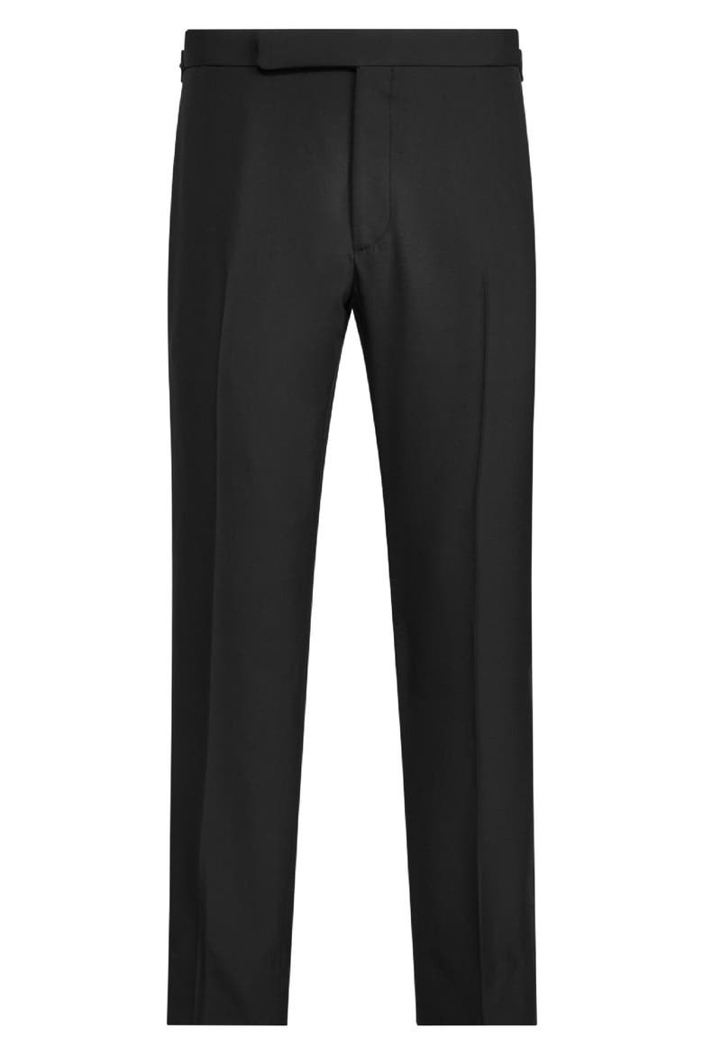 Gregory Wool Barathea Tuxedo Pants, Main, color, BLACK