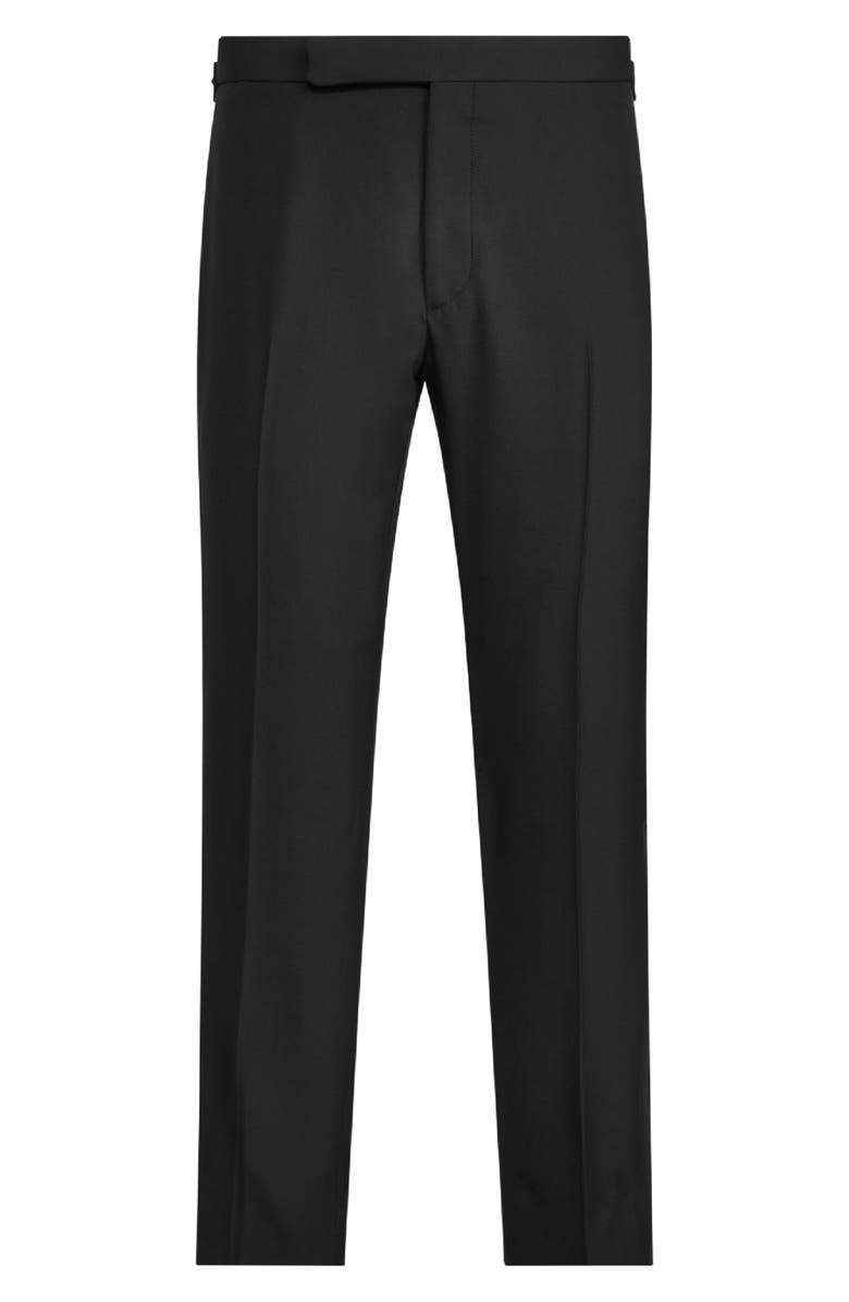 Ralph Lauren Purple Label Gregory Wool Barathea Tuxedo Pants, Main, color, Black