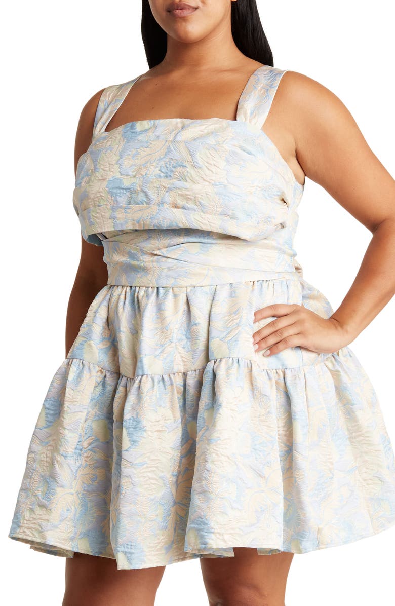 sachin and babi light blue dress ASOS EDITION Curve paillette sequin mini dress with faux feather hem in  silver and lilac main image 1