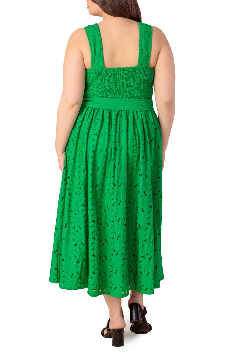 FLYING TOMATO Embroidered Lace Midi Dress, Alternate, color, Green