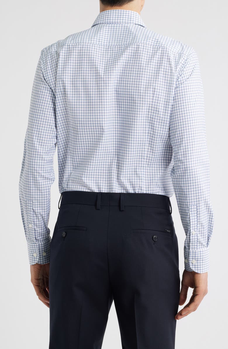 BOSS Hank Kent Slim Fit Check Performance Twill Dress Shirt, Alternate, color, Open Blue