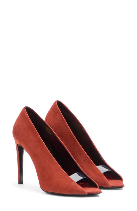 Open Toe Révélé Suede Pump (Women)