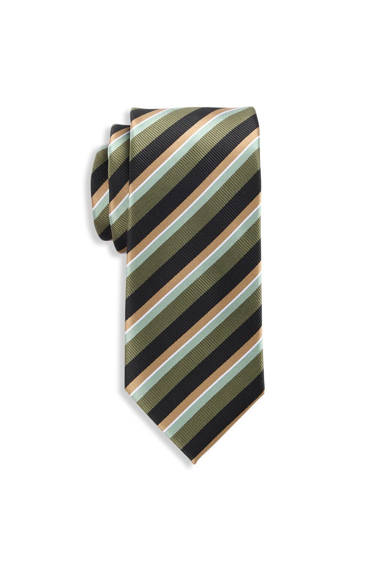 Big & Tall  Traditional Striped Tie, Main, color, OLIVE