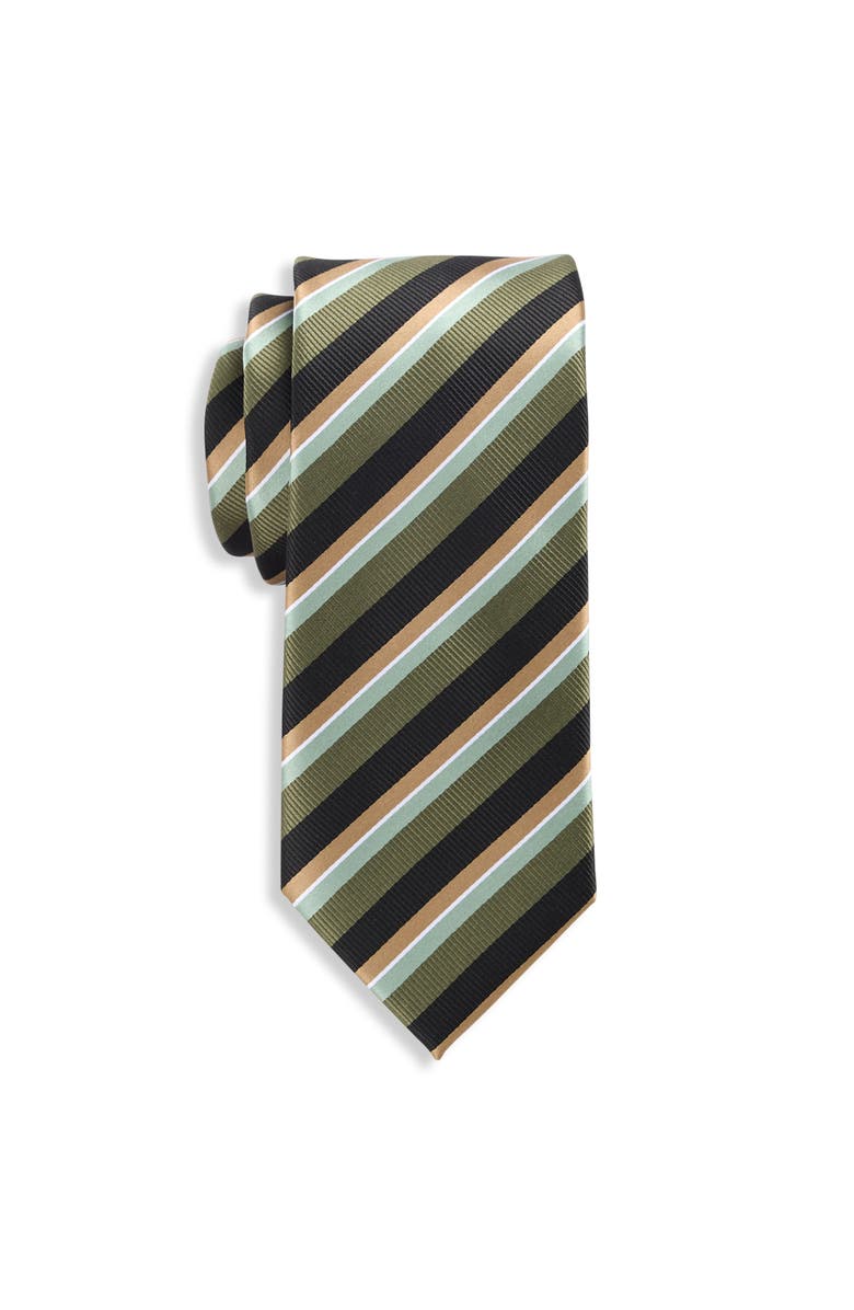 Oak Hill by DXL Big & Tall Traditional Striped Tie, Main, color, Olive