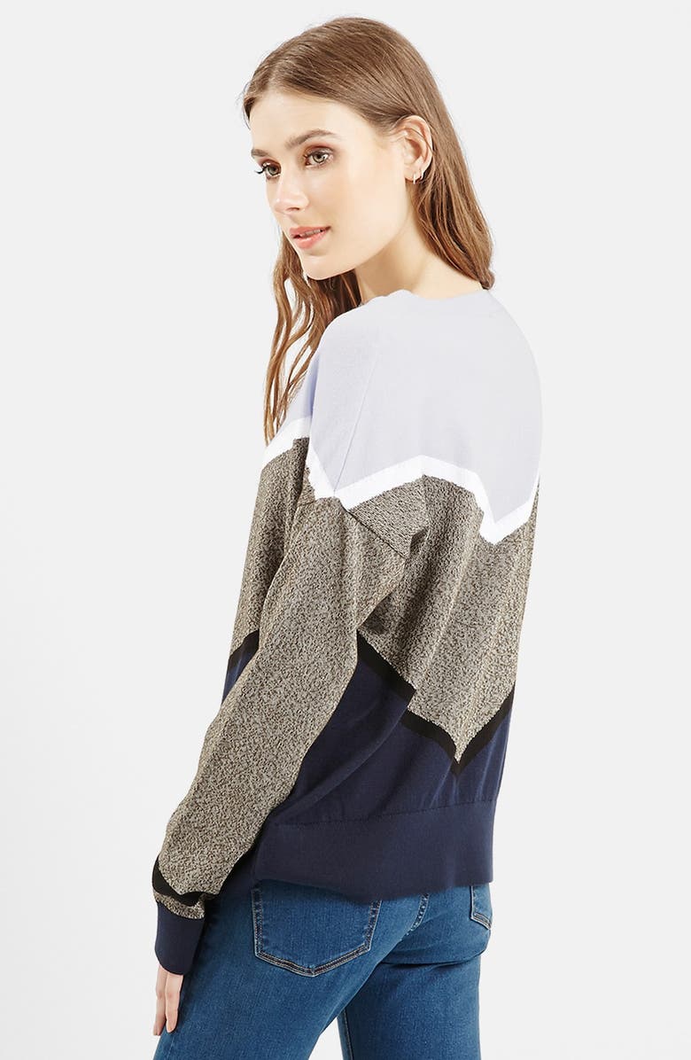 Topshop Chevron Colorblock Sweatshirt, Alternate, color,