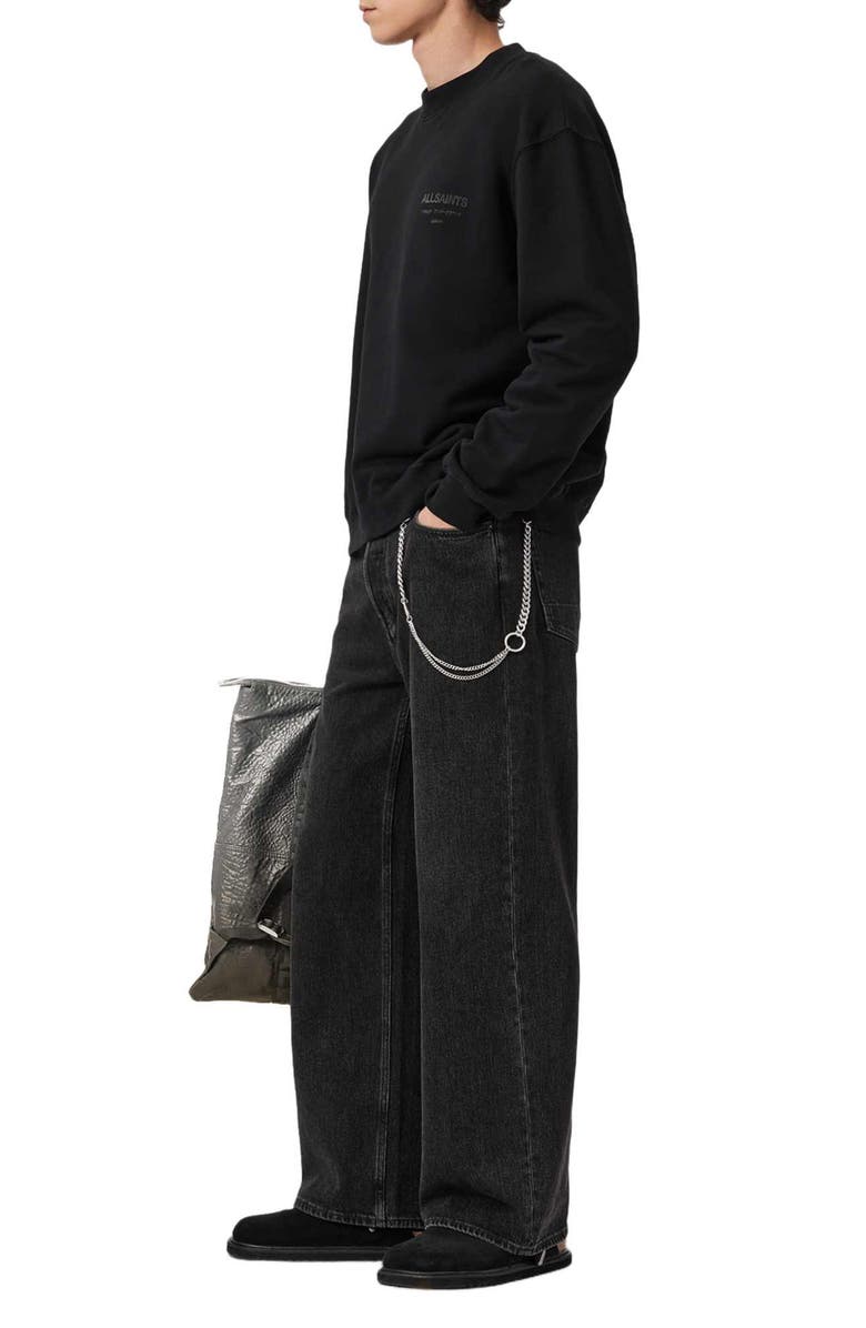 AllSaints Xander Crewneck Sweatshirt, Alternate, color, Jet Black