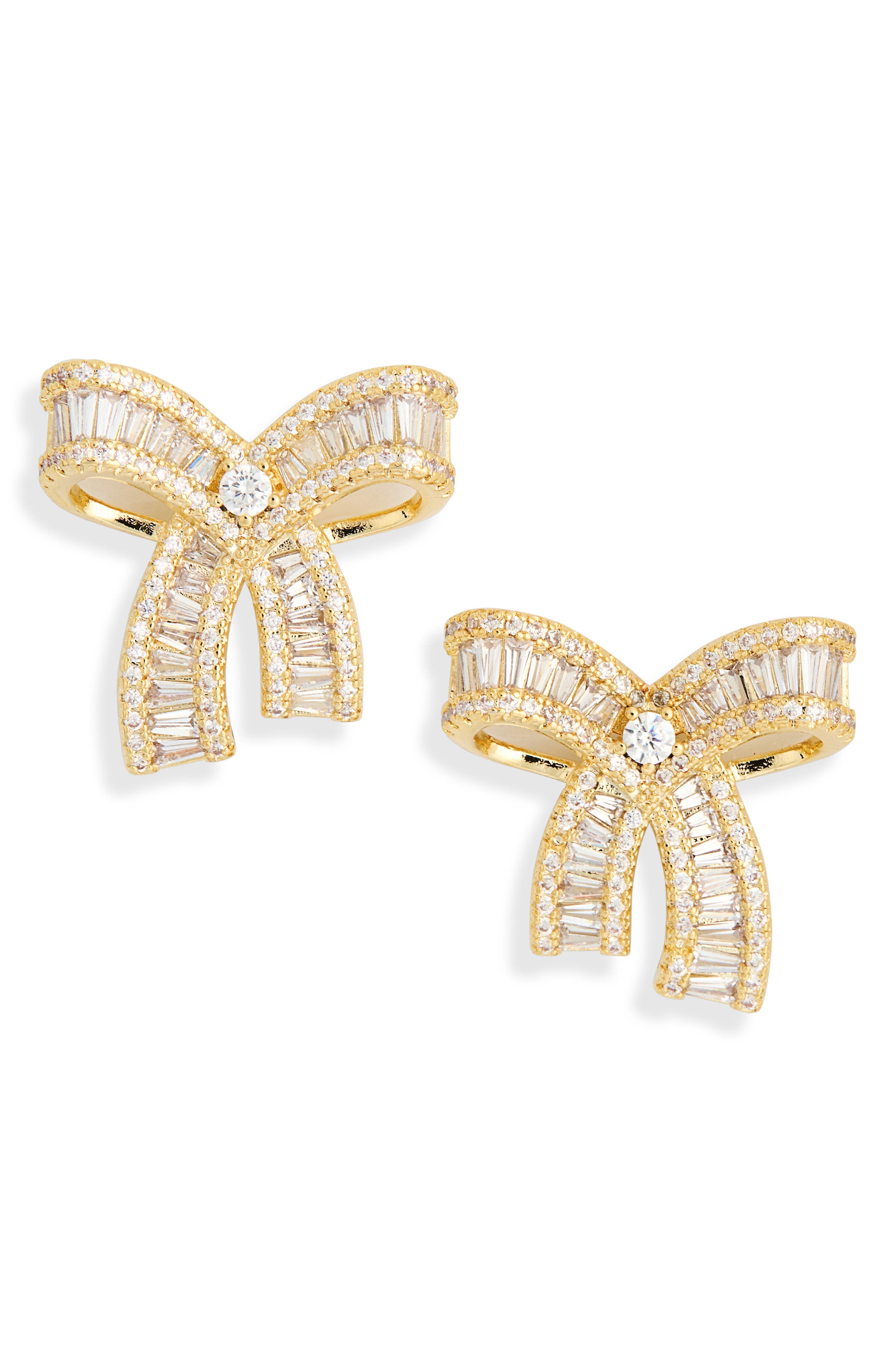 EYE CANDY LOS ANGELES Cubic Zirconia Bow Stud Earrings