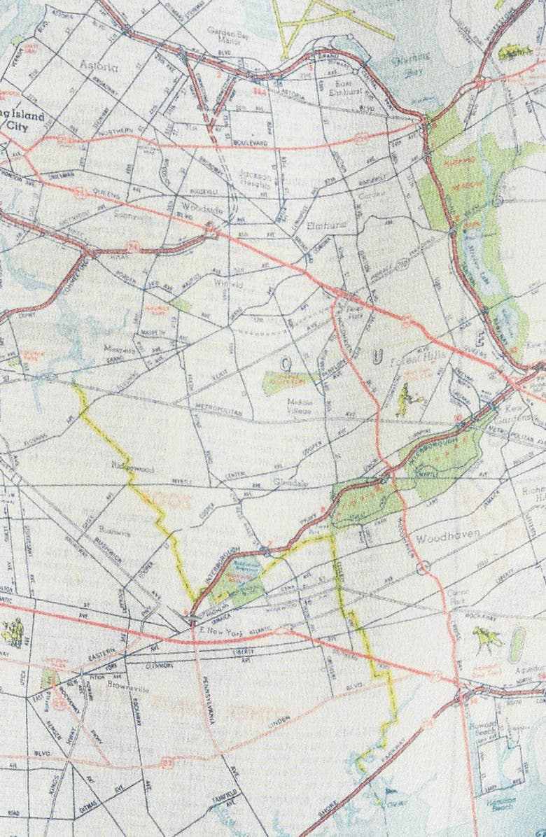 Bode New York City Map Short Sleeve Silk Button-Up Shirt, Alternate, color,